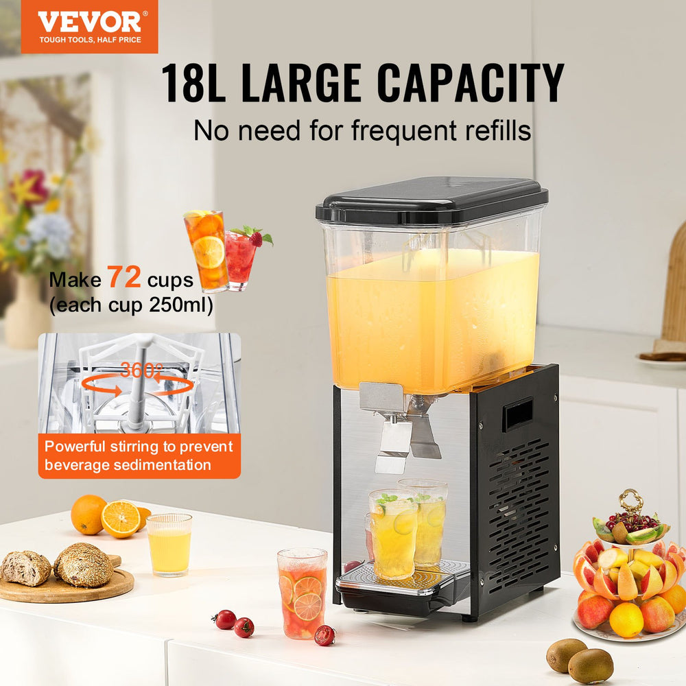 Vevor Commercial Beverage Dispenser 4.8 Gal Tank Cold Beverage Machine New