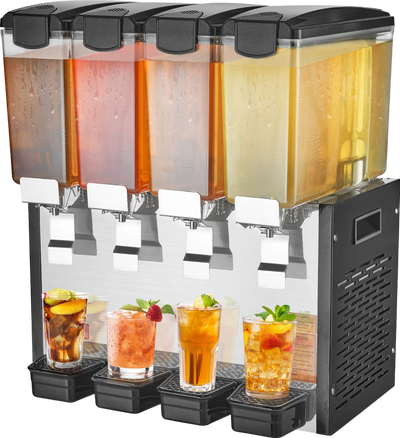 Vevor Commercial Cold Beverage Dispenser 2.6 Gal x 4 Tanks 430W Stainless Steel New