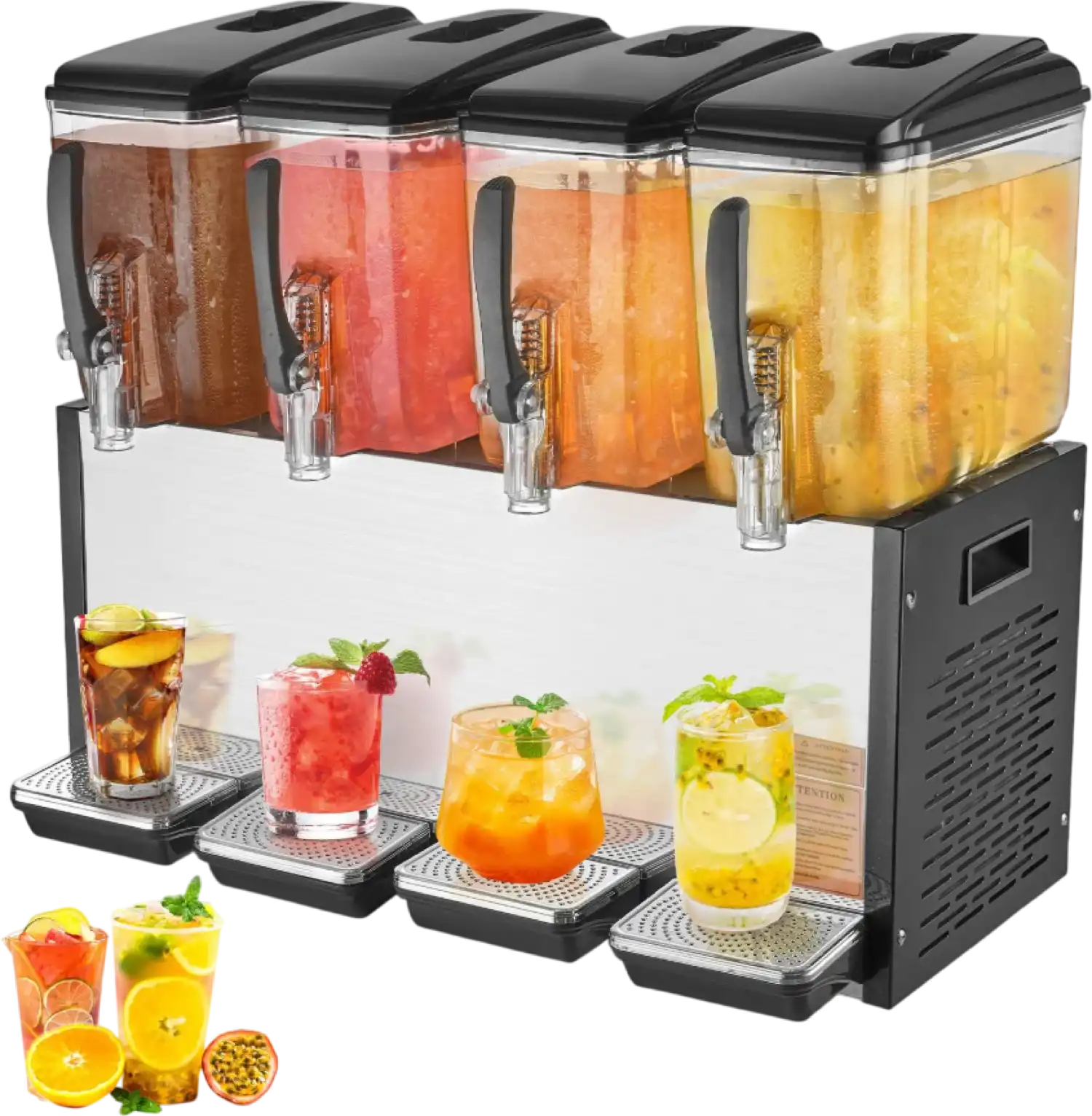 Vevor Commercial Beverage Dispenser 3.2 Gal x 4 Tanks 510W Stainless Steel New