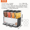 Vevor Commercial Beverage Dispenser 3.2 Gal x 4 Tanks 510W Stainless Steel New