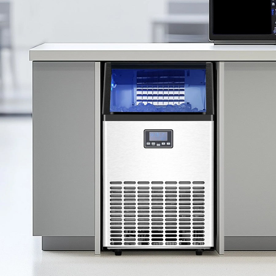 Vevor Commercial Ice Maker 100 Lb/24H Freestanding with 45-Cube Tray and 33 Lb Storage New