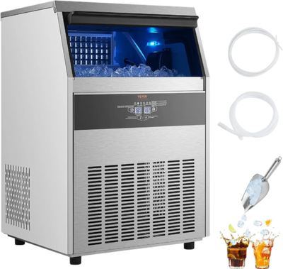 Vevor Commercial Ice Maker 200 Lbs/24H with 66 Lbs Storage and Self-Cleaning New