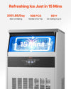 Vevor Commercial Ice Maker 200 Lbs/24H with 66 Lbs Storage and Self-Cleaning New