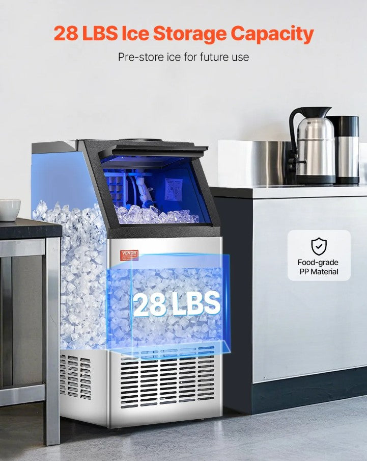 Vevor Commercial Ice Maker 80 Lbs/24H 36 Cubes per Cycle 28 Lbs Storage with Auto Clean New
