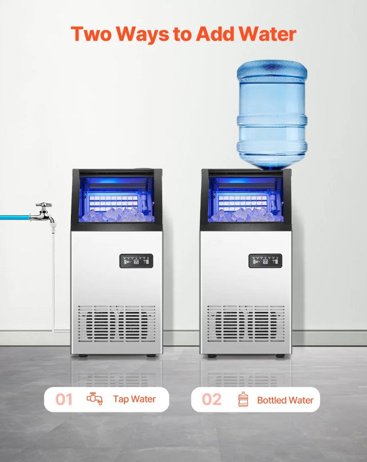 Vevor Commercial Ice Maker 80 Lbs/24H 36 Cubes per Cycle 28 Lbs Storage with Auto Clean New