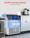 Vevor Commercial Ice Maker 300 Lbs/24H 126 Cubes 88 Lbs Storage Self-Cleaning New
