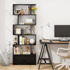 6-Tier S-Shaped Freestanding Bookshelf with Cabinet and Doors-Black - Gallery View 1 of 10