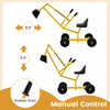 Manual control sand digger for kids in yellow, featuring rubber grips, adjustable height, and flexible shovel for easy.