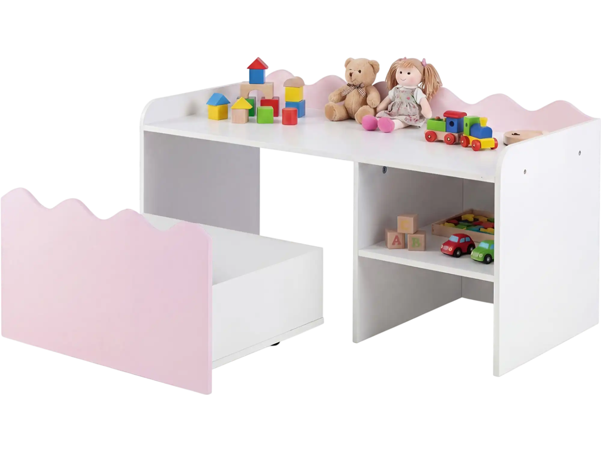 Costway Scalloped Kids Bookshelf Toy Storage Organizer 81621400 New