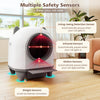 Self-cleaning litter box with safety sensors, large 80L drum, and quiet operation for multi-cat households.