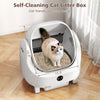 Self-cleaning open-top cat litter box with APP control, designed for easy access and maintenance for multi-cat.