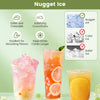 Self-dispensing nugget ice maker in silver, producing soft chewable ice cubes for refreshing drinks and easy use.