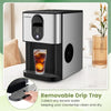 Self-dispensing nugget ice maker in silver with removable drip tray for easy cleaning and efficient ice production.