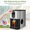 Self-dispensing nugget ice maker in silver, producing chewable ice cubes efficiently for easy drink preparation.