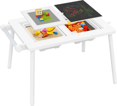 Costway Kids Sensory Table & Chair Set Foldable Bins 263957418 New