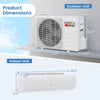 Outdoor and indoor units of the Serie EchoCool 23000 BTU split air conditioner with dimensions for installation.