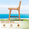 Outdoor counter height bar stool with solid teak wood frame and hand-woven paper rope for stylish patio seating.