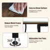 Industrial side table in rustic brown with charging station, 3-tier shelves, and adjustable foot pads for small spaces.