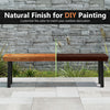 Backless outdoor acacia wood bench with metal frame, customizable natural finish, suitable for patio or garden use.