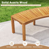 Curved acacia wood outdoor bench for 2, featuring a splinter-free surface and elegant design, perfect for patios and.