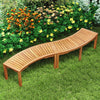 Curved acacia wood outdoor bench for 2, designed for backless seating, enhancing elegance in your garden or patio.
