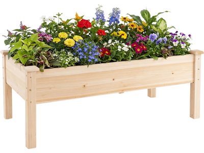 Costway Wooden Raised Garden Bed Elevated Planter Box with Legs 77853053 New