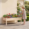 Wooden raised garden bed with vibrant flowers, made of natural fir wood, ideal for easy indoor or outdoor gardening.
