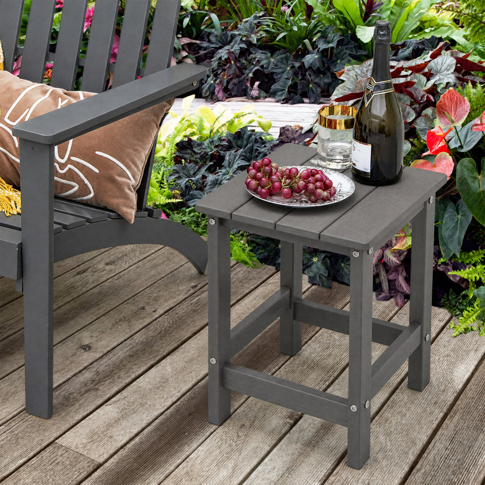 Set of 2 14 Inch Square Weather-Resistant Adirondack Side Table-Gray - Gallery View 1 of 9