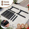 Set of two 18-inch black outdoor Adirondack side tables with slatted surfaces, ideal for poolside use and easy assembly.