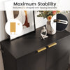 Black 2-door buffet cabinet with metal legs, featuring anti-tipping brackets for maximum stability and elegant design.