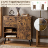 Rustic brown 31" buffet cabinet featuring 2 drawers, open compartments, and anti-tipping devices for safety and stability.