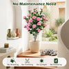 Artificial camellia tree with pink blossoms in a cement pot, perfect for low-maintenance indoor or outdoor decoration.