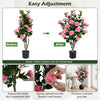 Artificial camellia tree with vibrant orange blossoms in a cement pot, perfect for decorative use in various settings.