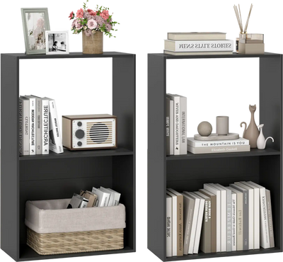 Costway Set of 2 3-Tier Bookshelves Open Storage Freestanding Display Shelf 70170341 New