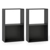 Set of 2 black 3-tier bookshelves with open storage compartments, perfect for organizing books and decor in any room.