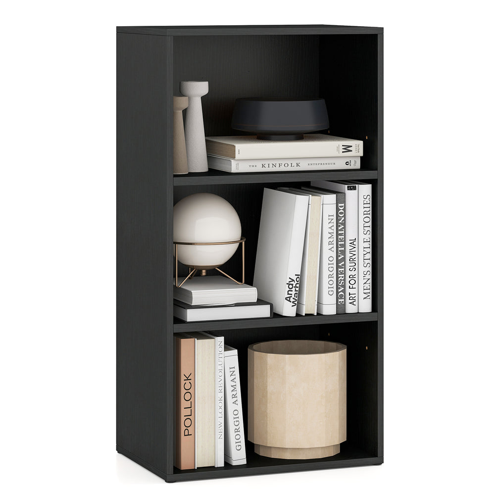 Set of 2 3-Tier Cube Bookcase with Adjustable Shelves for Home Office-Black - Gallery View 1 of 1
