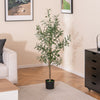 4.5 feet tall artificial olive tree with realistic fruits in a solid pot, perfect for home or office decoration.