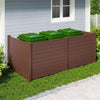 Brown air conditioner fence panels with green trash can lids, featuring a modular design for versatile outdoor use.