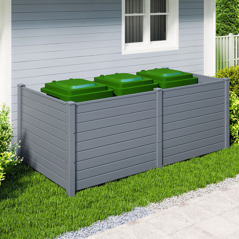 Set of 2 48 x 38 Inch Air Conditioner Fence 2 Panels with Metal Ground Stakes-Gray - Gallery View 1 of 8