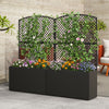 Set of 2 49 Inch Raised Garden Bed with Trellis and Wicker Planter Box-Black - Gallery View 1 of 8