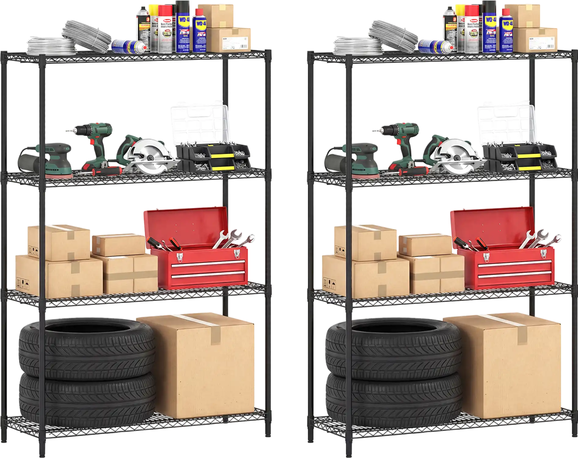 Costway Set of 2 4-Tier Metal Storage Shelving Units V-Shaped Wire Rack 63327242 New
