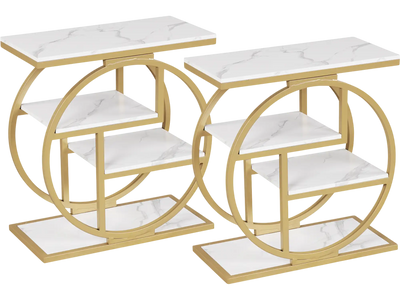 Costway Set of 2 4-Tier Narrow End Tables w/ Storage Shelves 39195436 New