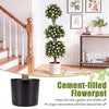 Set of 2 artificial topiary trees with three sun-resistant balls in weighted pots, ideal for home decor and maintenance-free greenery.
