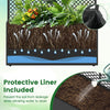 Close-up of the protective liner in a 58-inch raised garden bed, preventing soil leakage while allowing drainage.