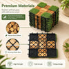 Set of 2 interlocking deck tiles featuring natural acacia wood and realistic artificial grass for easy outdoor installation.