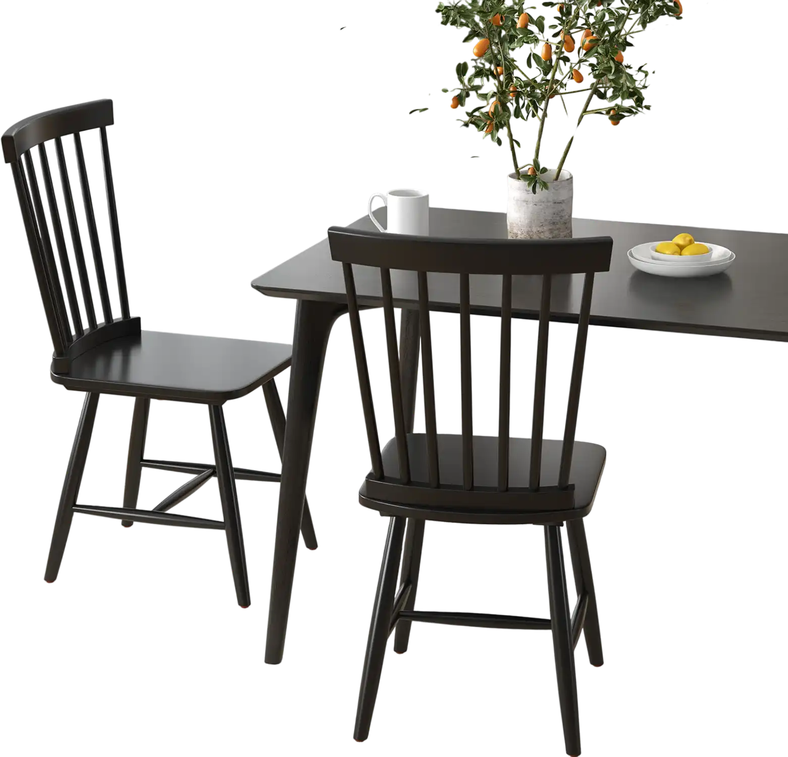 Costway Set of 2 Windsor Dining Chairs High Spindle Back Black 83752961 New