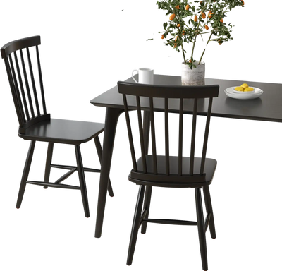 Costway Set of 2 Windsor Dining Chairs High Spindle Back Black 83752961 New