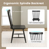 Windsor dining chair with high spindle back, curved design, and rubber wood frame for sturdy, comfortable seating.