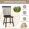 Windsor dining chair with high spindle back, solid rubber wood frame in black, designed for comfort and durability.