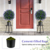 Set of 2 artificial lavender topiary ball trees in cement-filled pots, ideal for stable indoor and outdoor decoration.
